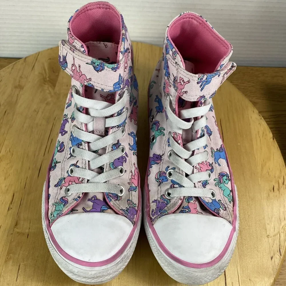 Converse Youth Size 3 Chuck Taylor Pink Unicorn High Top Sneakers A01673F